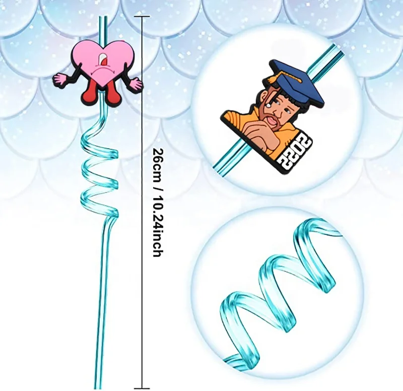 Puntas de stBad bunny bar accessories Reusable Straws Tips Toppers Drinking Straw  decoration custom for straw 6-8mm