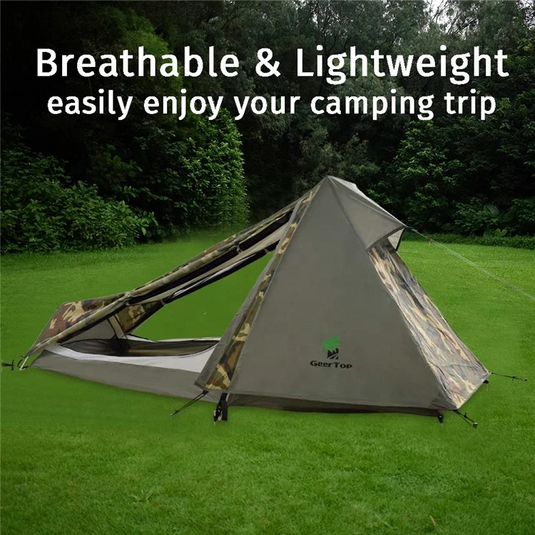 Portable single outdoor camping camouflage light waterproof survival camping tent