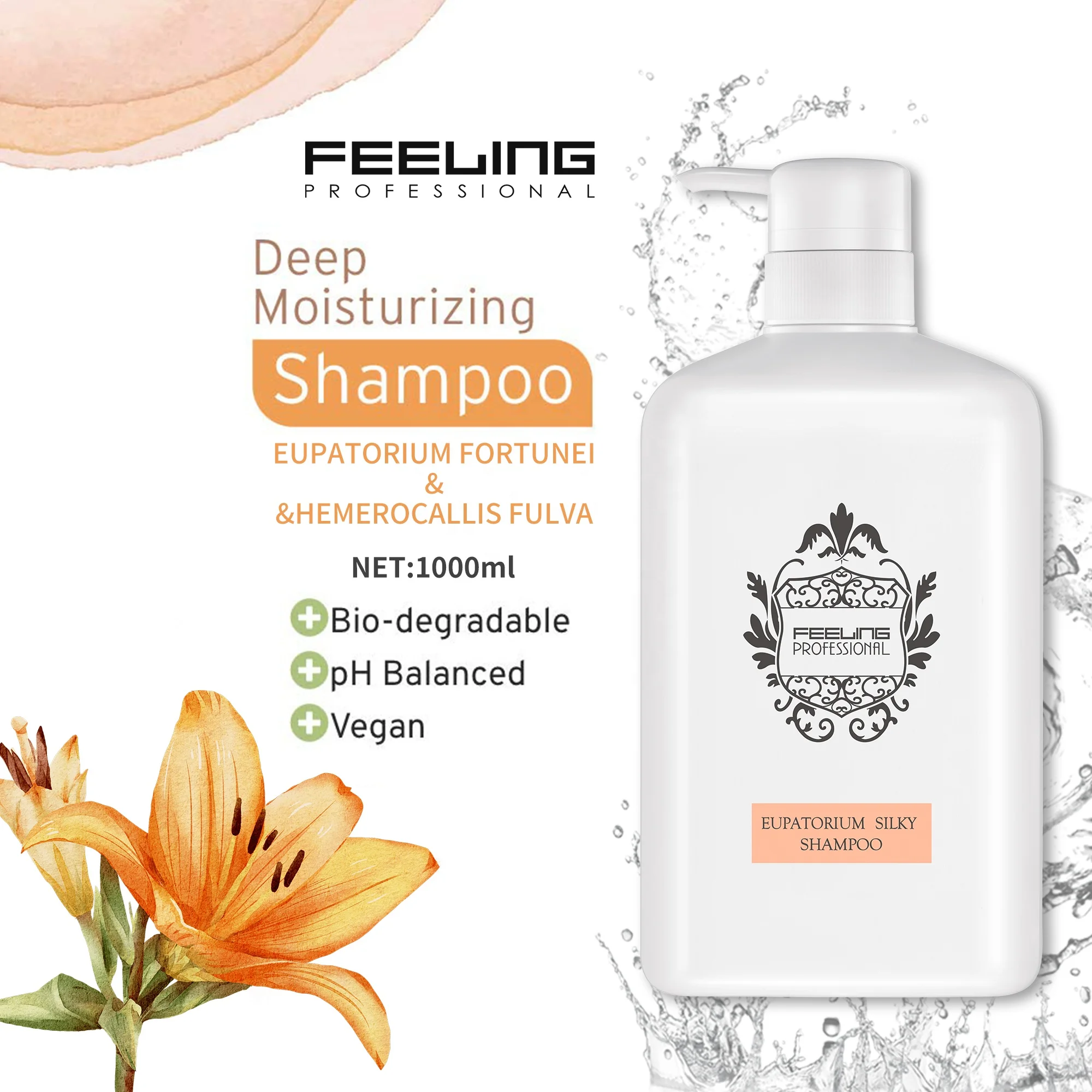 Feeling Extract Trehalose Succinic Acid Silicon Free Cruelty Free Damaged Hair Shampoo Pro-Hair Eupatorium Silky Shampoo 1000ml