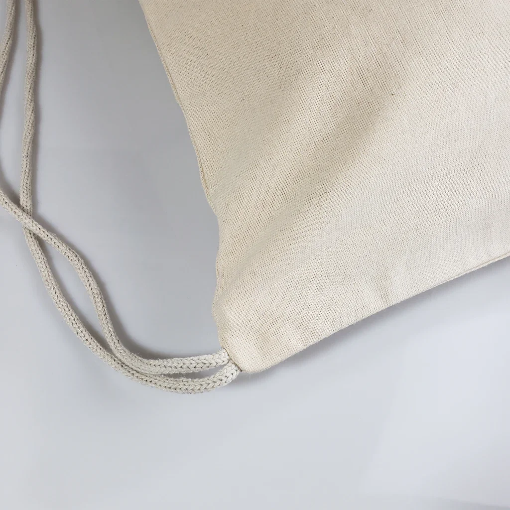 Cotton Zippered  Drawstring Bag Custom Printed Sports Canvas Nylon Drawstring Backpacks Cotton Drawstring Bags