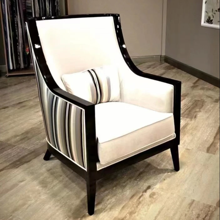 American style hot selling luxury sofa chair villa home living room accent chair new solid wood fabric sofa single sofa chair