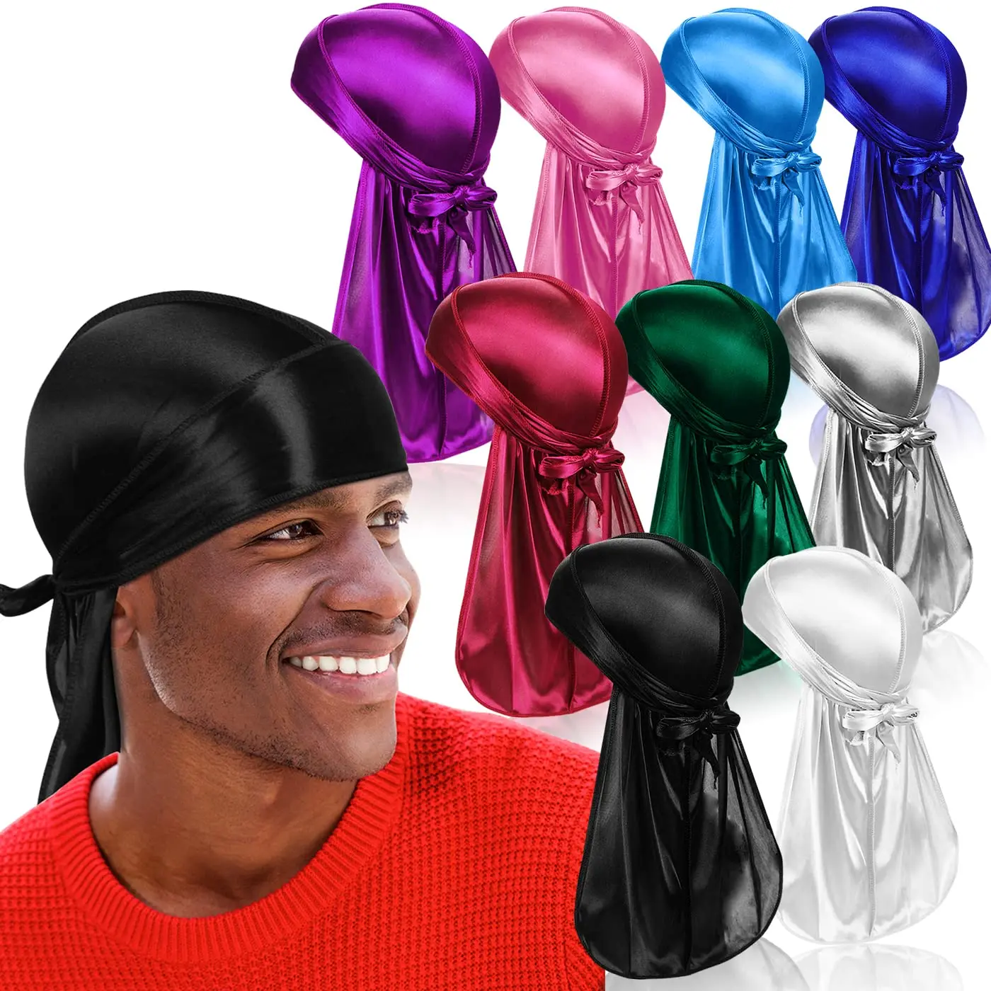Напечатанные на заказ обертывания головы длинного хвоста Doo rag Do Durags для мужчин Du Rag дизайнерские Durag