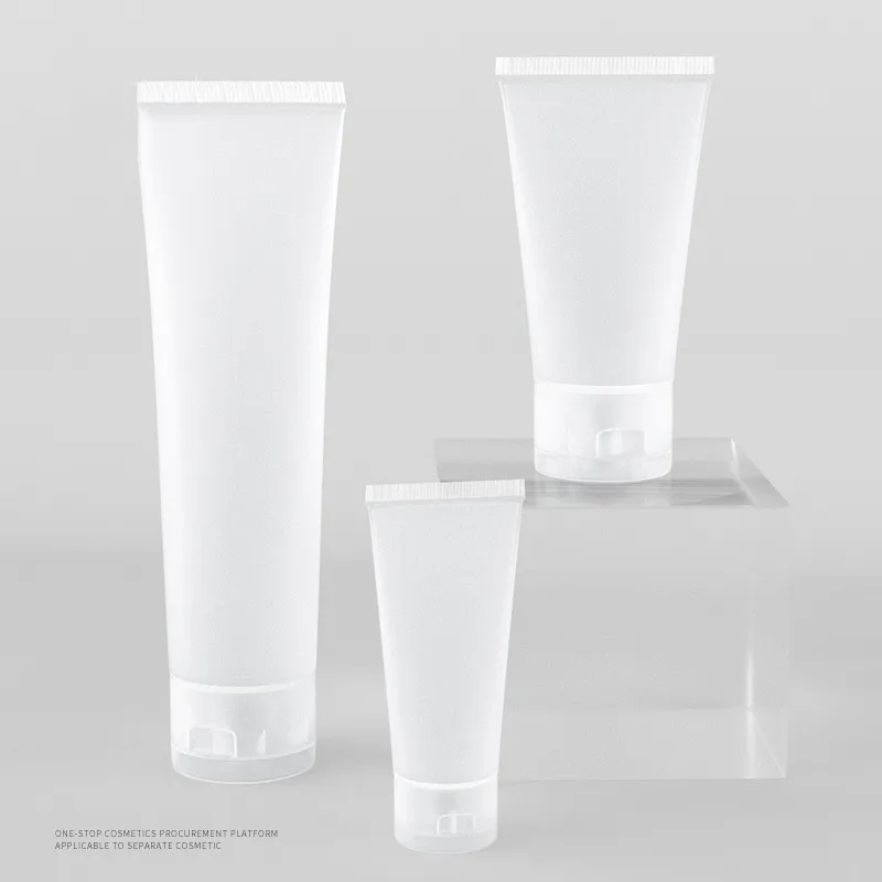 100ml Refillable Travel Plastic Matte Flip Cosmetic Face Wash Hand Cream round shaped Squeeze lotion Bottle