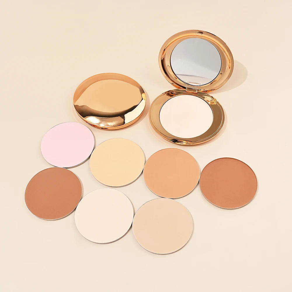 7 Colors Vegan Waterproof Compact Powder Custom Makeup Foundation Powder Long Lasting Full Coverage Matte Press Bronzer Powder