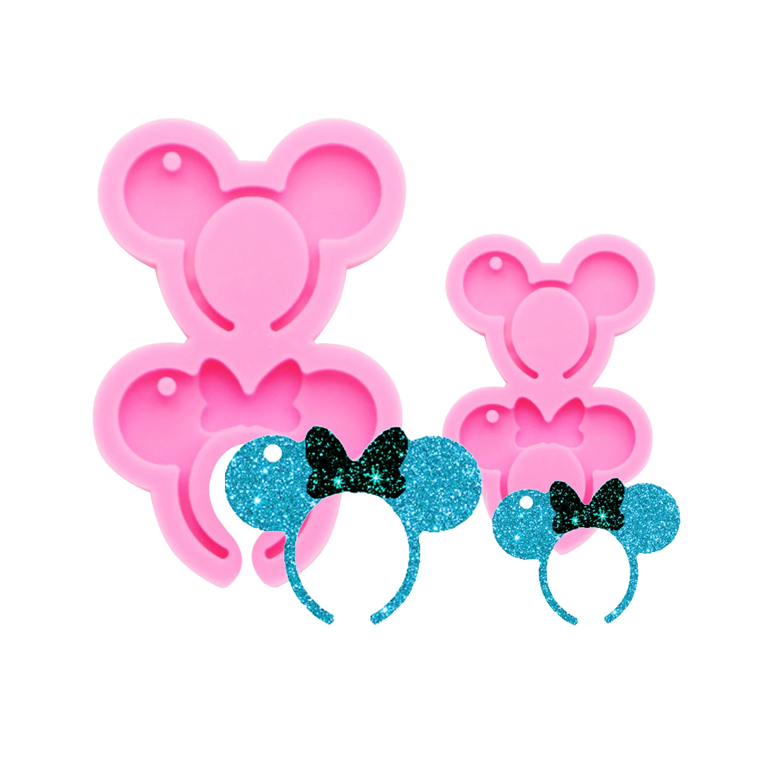 S682 Ready to ship Shiny silicone mini mouse headband shaped keychain mold