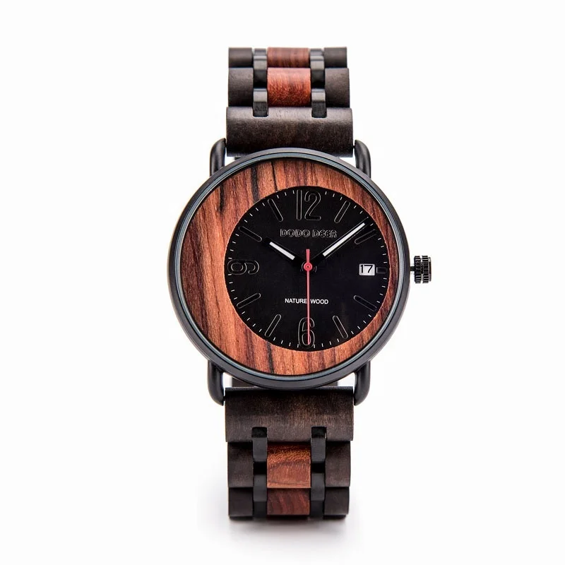 DODO DEER Ecofriendly Dropshipping Japan Movement Quartz Men Wood Watch Customized Logo Timepieces Moon face Watches