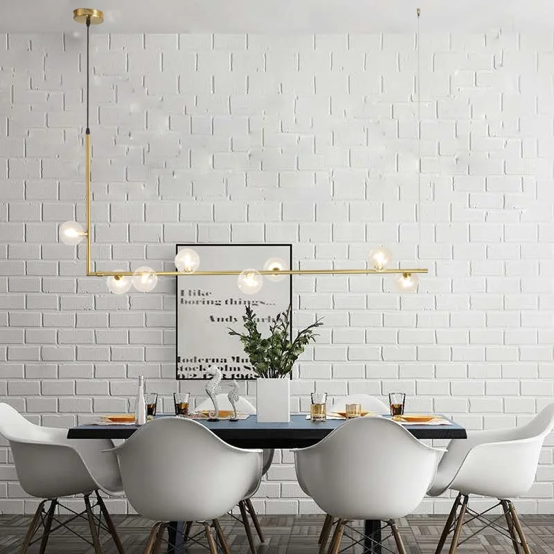 
Well quality led aluminium linear modern designer dinning room chandeliers 6 lights globe pendant light fixture for dining table 