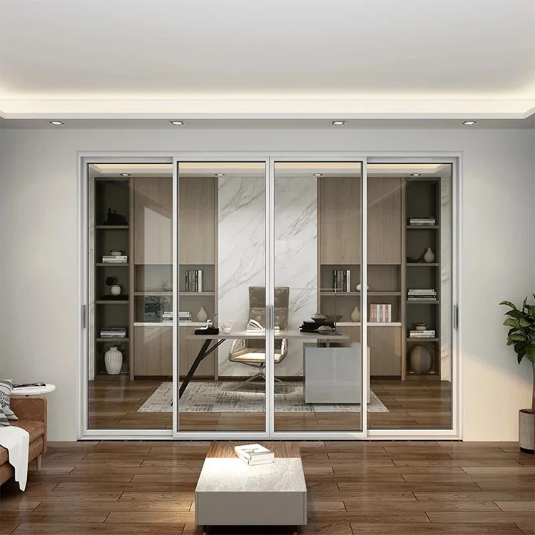 Modern Double Glazing Glass Aluminum Sliding Doors For Office Security Door