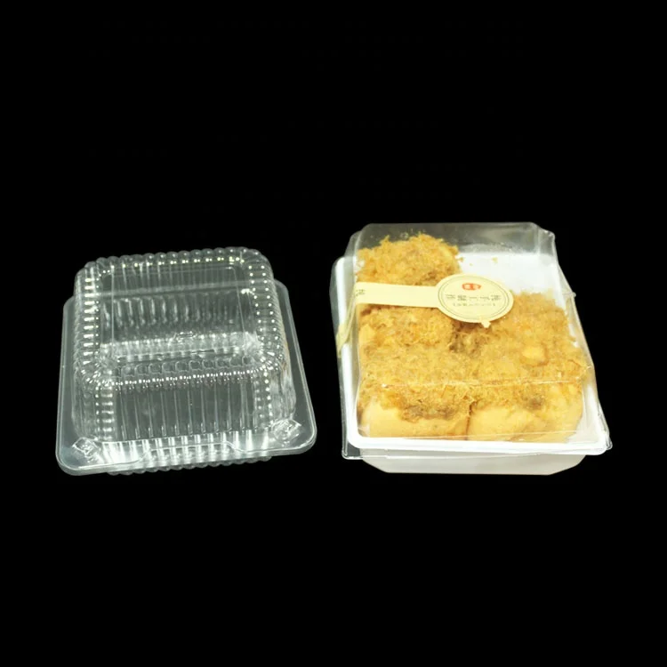 Custom Biodegradable Transparent Print Box Disposable Plastic Food Container with Stamping Embossing & Varnishing Blister Use