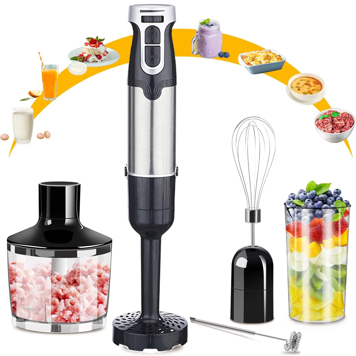 Multi-Use Immersion Blender, Hand Blenders with Powerful Copper Motor 800W Stick Stainless Steel handheld blenders