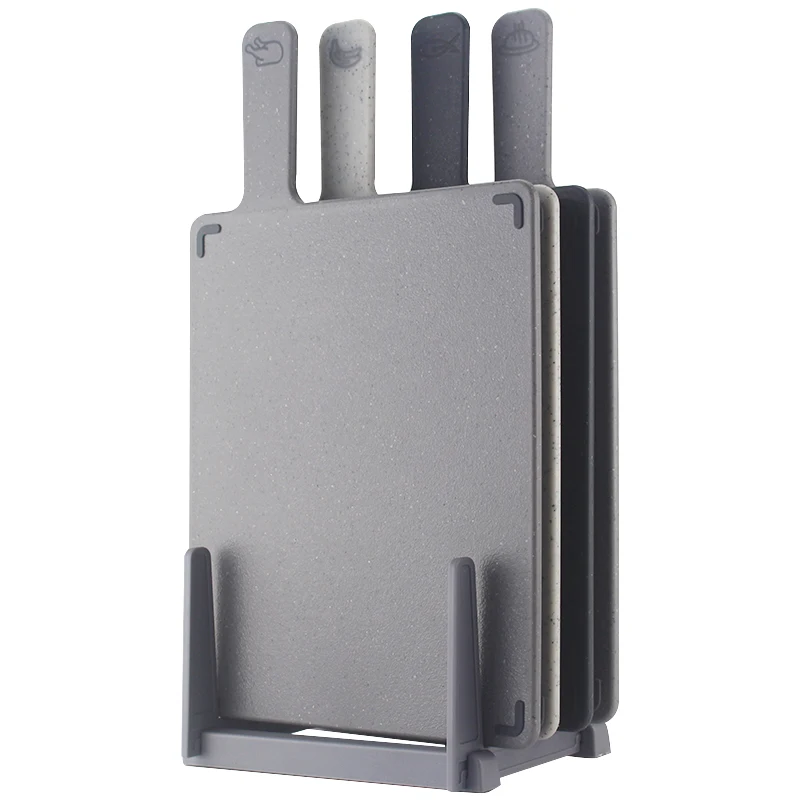 4 In 1 Non Slip Kitchen Plastic Cutting Board With Holder Bpa Free Eco-Friendly Plastic Index Chopping Board