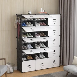 Foldable Plastic Shoe Rack Organizer With 15 Doors Shoe Organizer With Sticker