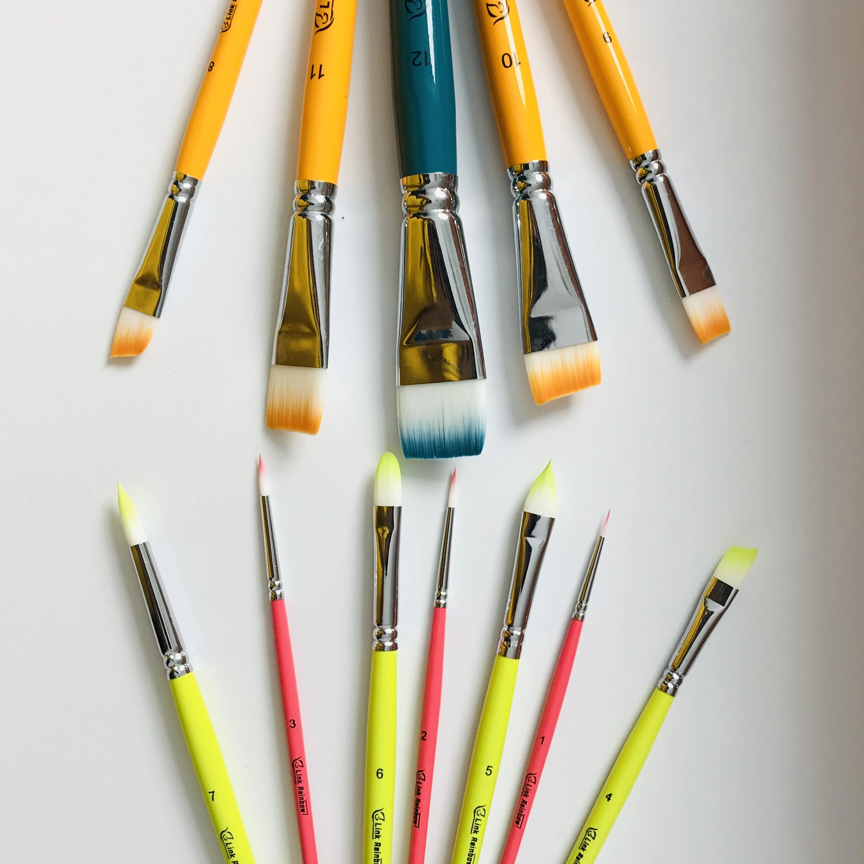 Hot sale nylon For sport and party Non toxic professional Multi Colors Rainbow Split Body Painting brush For Kids face painting