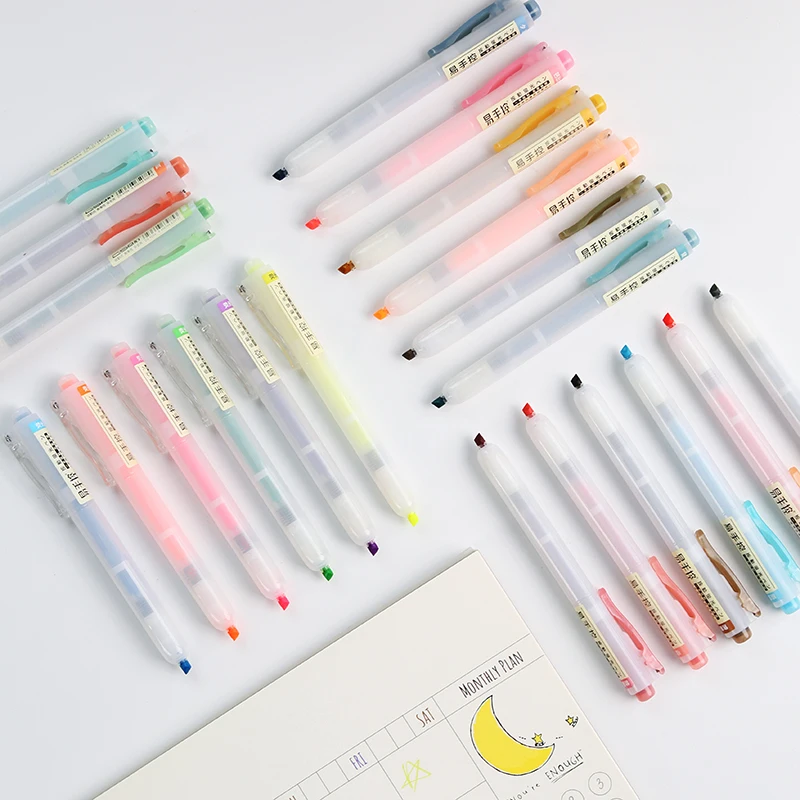 
24 Designs Cartoon Signature Pen Plastic Gel Pen Small Fresh Style Student With Eye Protection Color Mark Highlighter JIUMO 