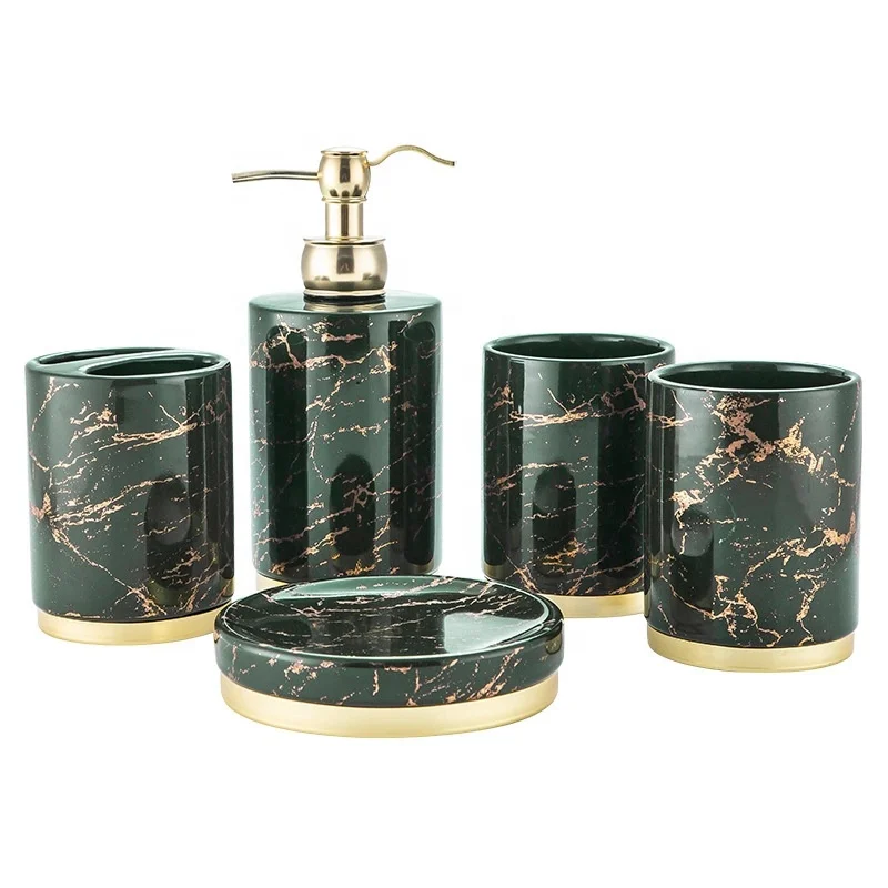Bath set ceramic five piece mouthwash cup creative bathroom decorative soap bottle