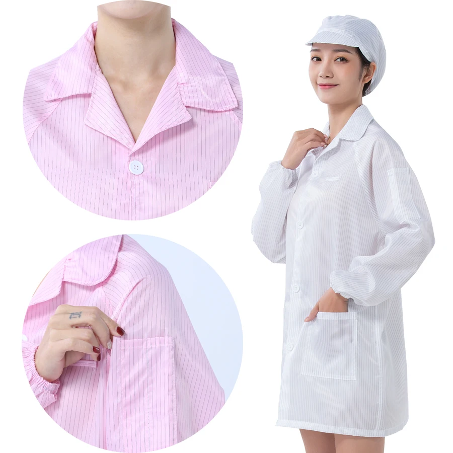 High quality Dust-free Antistatic Dustproof  Food Processing Uniform esd Lab Coat and esd clothes