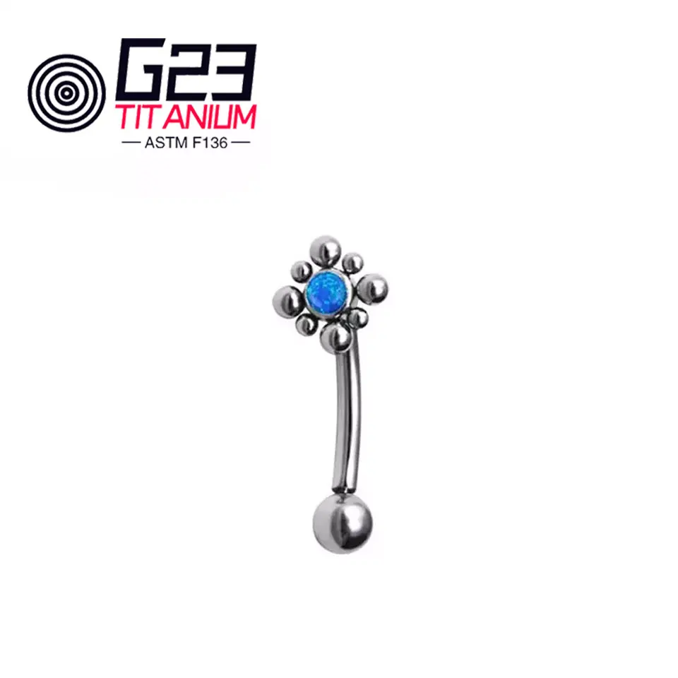 Best Selling G23 Titanium Implant Grade Internally Threaded White CZ Bezel Beaded Belly Button Ring Navel Piercing