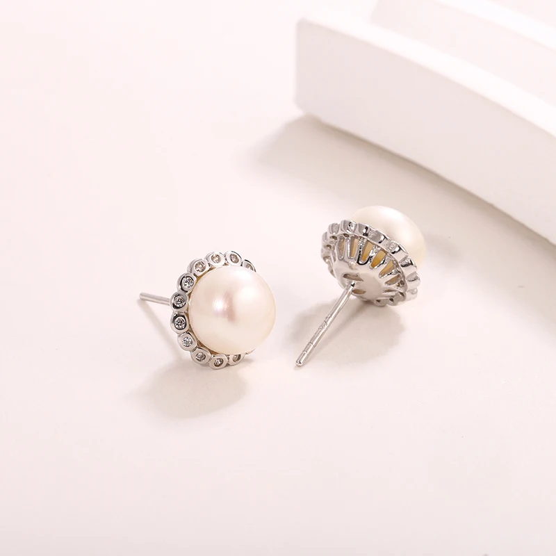 Natural Small Hoop With Pearls Huggie Drop White Long Sterling Silver Gold Chandelier Bridal Pearls Earrings For Women