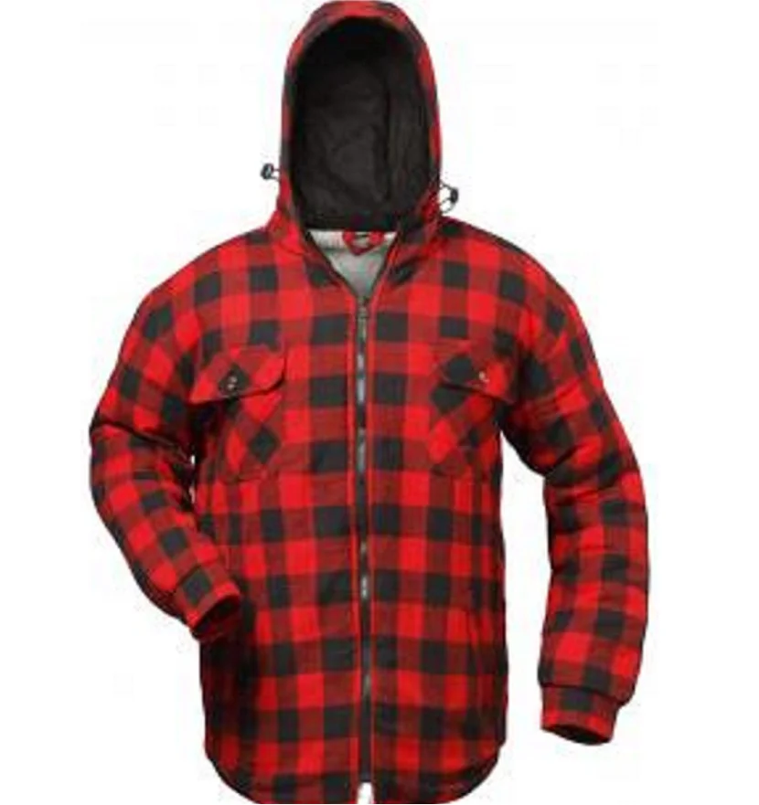 
 Yarn dyed checked Flannel faux fur lined Coat Winter Hooded Thermo Sherpa jacket Outdoor acrylic boa jacket Sherpa Short Parka  