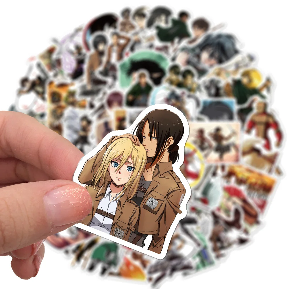  100PCS Attack On Titan anime stickers mixed pack for phone skateboard notebook computer waterproof vinyl