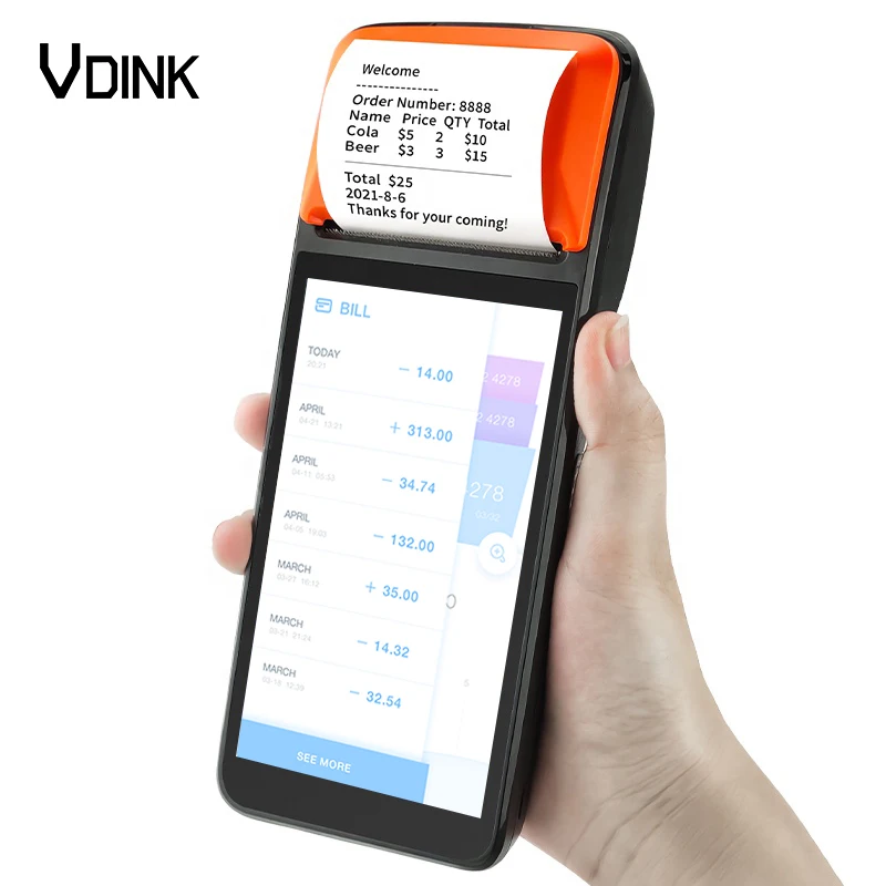 Vdink Terminal Mobile Pos System Android ODM Computador Pos Machine Touch Screen For Restaurant Supermarket