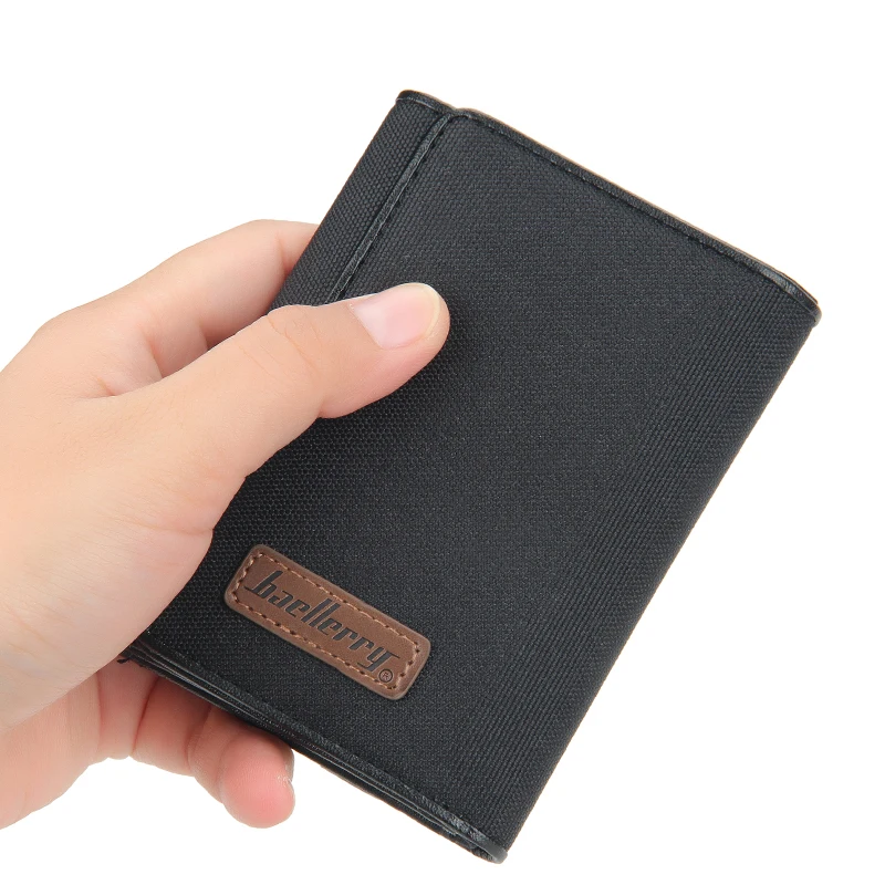 Fashion Baellerry PU Leather Business With Card Holder Mens Short Three Fold Wallet Men