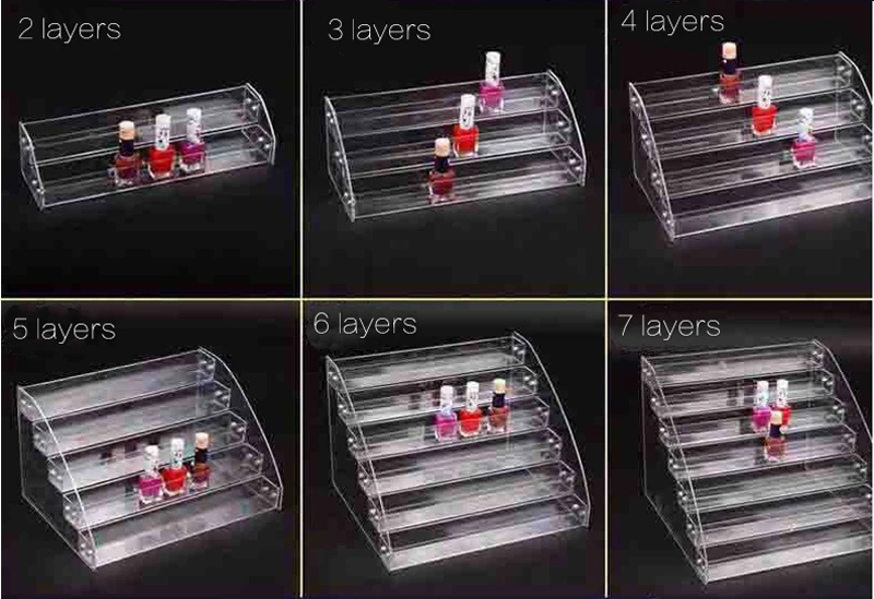 Plastic PS  Nail Polish Rack Salon Exhibition Wall 7 Layers Nail Polish Rack Storage Shelf