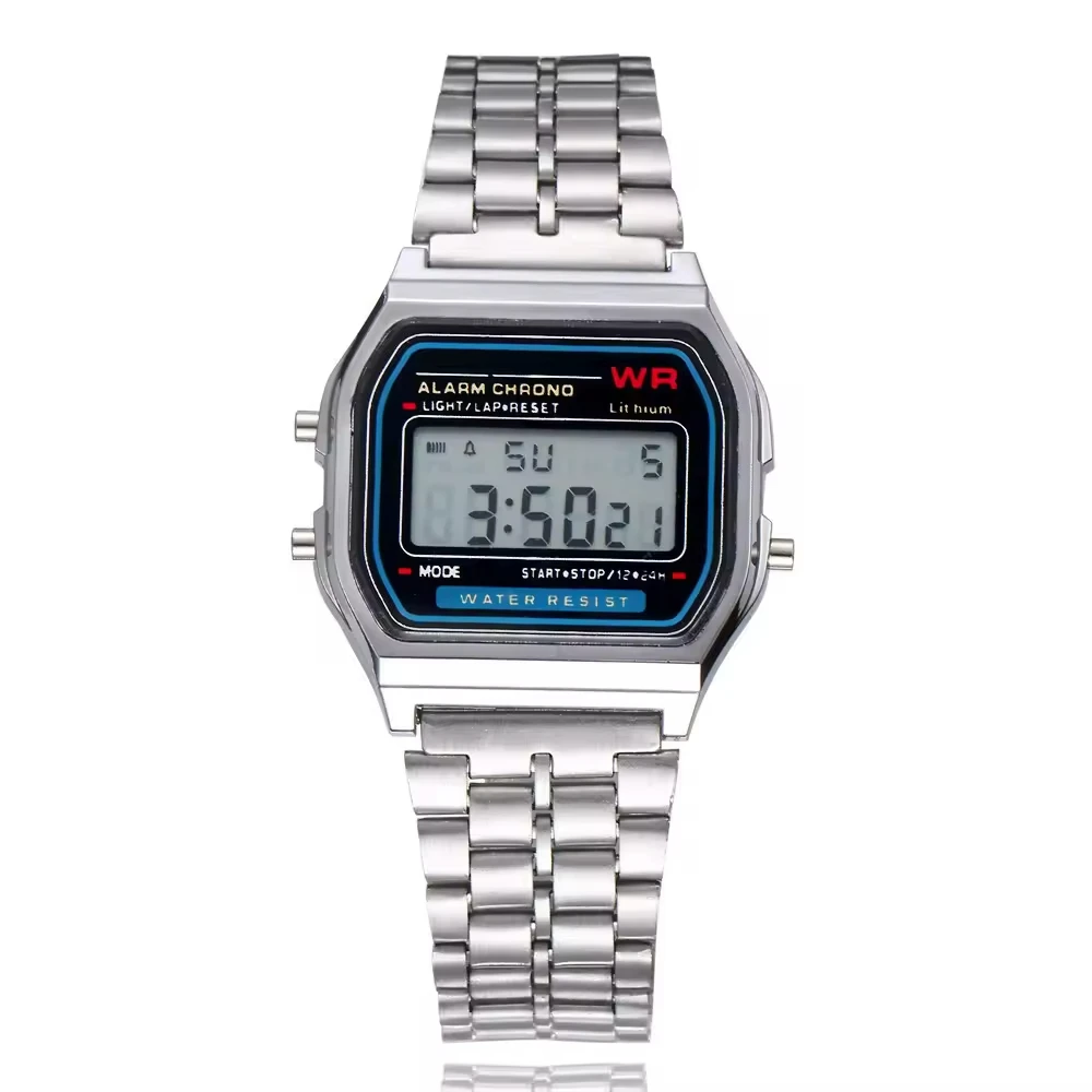 hot selling metal LCD digital wrist watch for unisex sport digital watch
