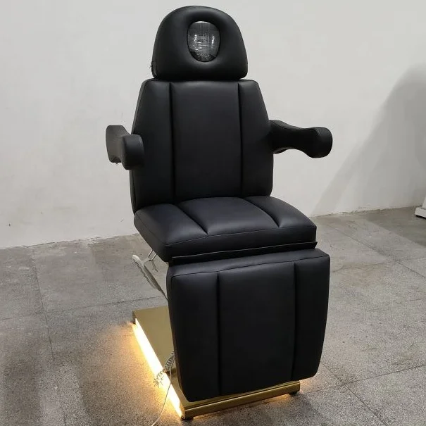 Luxury Electronic Spa massage tattoo gold base beauty therapy treatment salon Facial chair  Medical black beauty bed with light