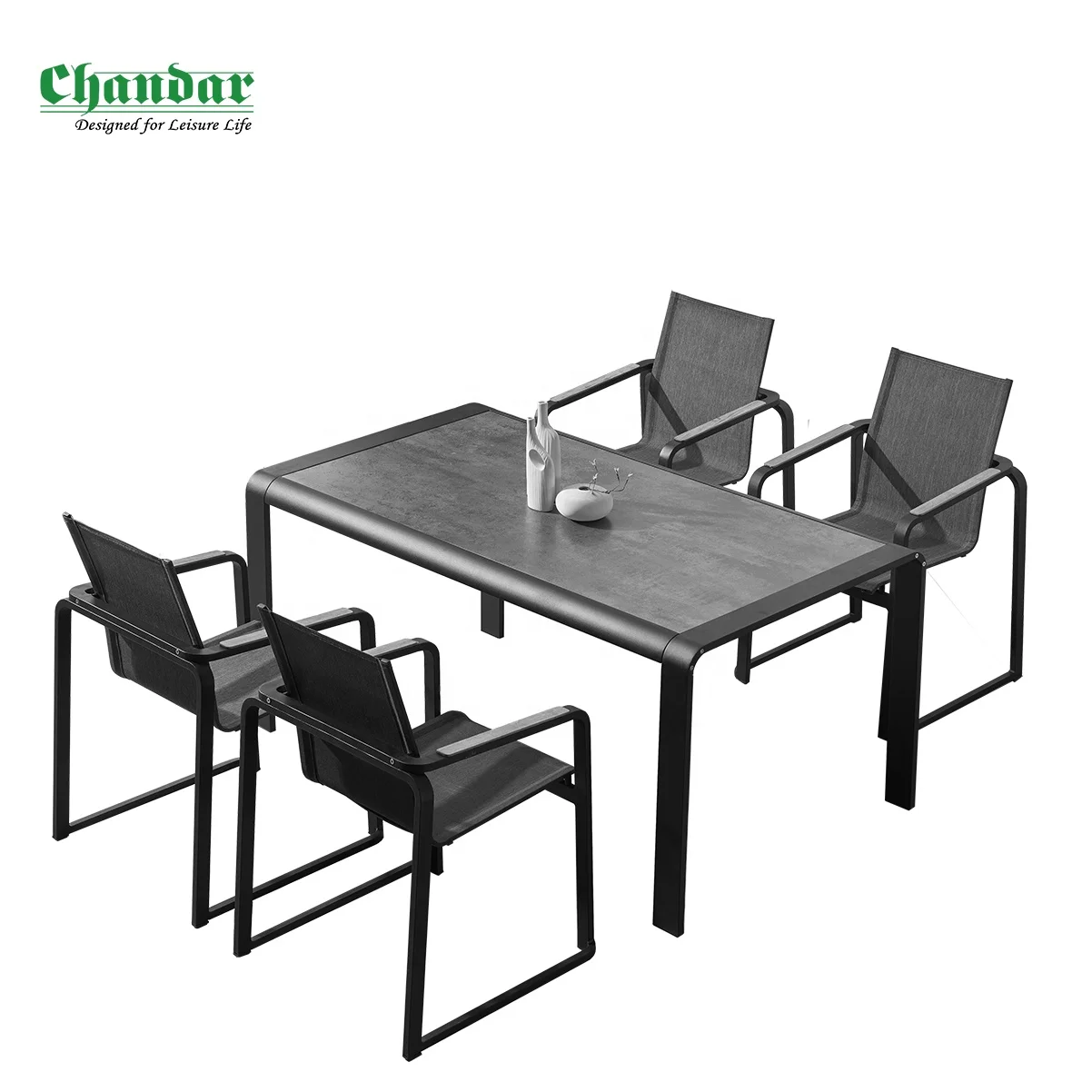 2020 Горячая продажа алюминиевая уличная мебель черный ресторан и пистро керамический садовый стол наборы