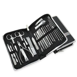 Miss You 26 Pcs  Custom Logo Personal Manicure Kit Nail Tools Girls Pink Manicure Pedicure Set with Zipper Case