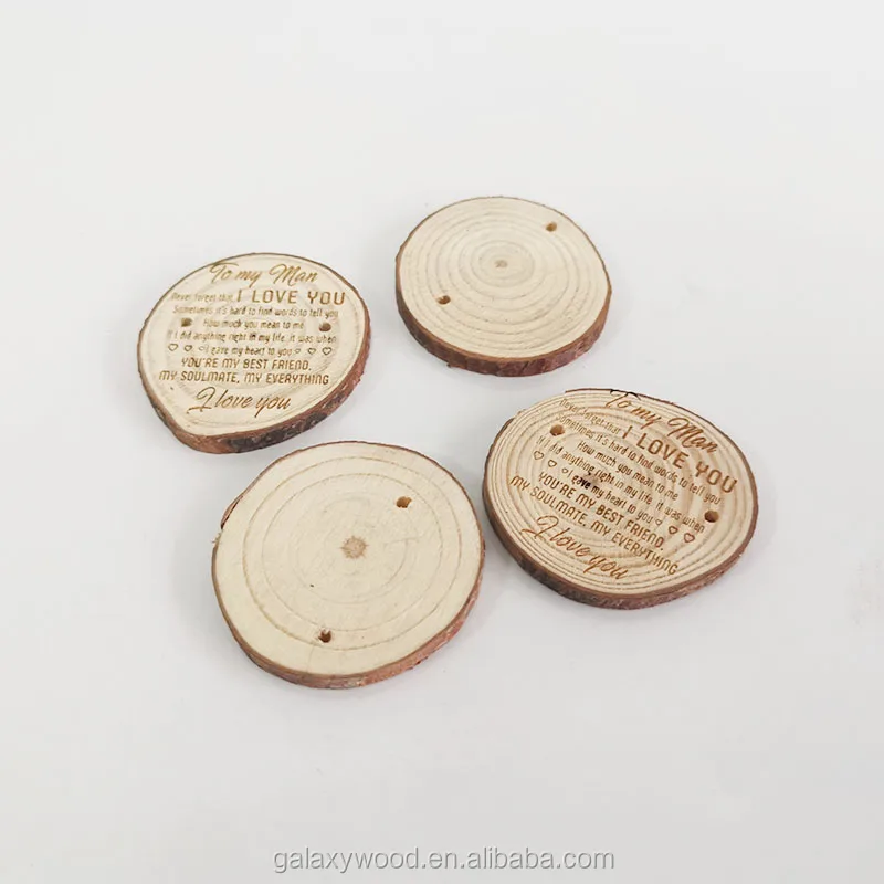 wholesale engraved logo  Craft Natural  thin Wood Slices for Christmas Wedding Ornament