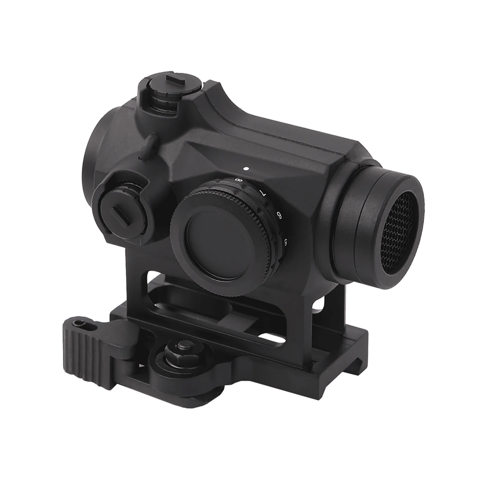 Red Win Compact Red Dot Scope W/ Rubber with Riser Mount Absolute or Lower 1/3 Co-Witness Mantis 1x22 Red Dot Scope