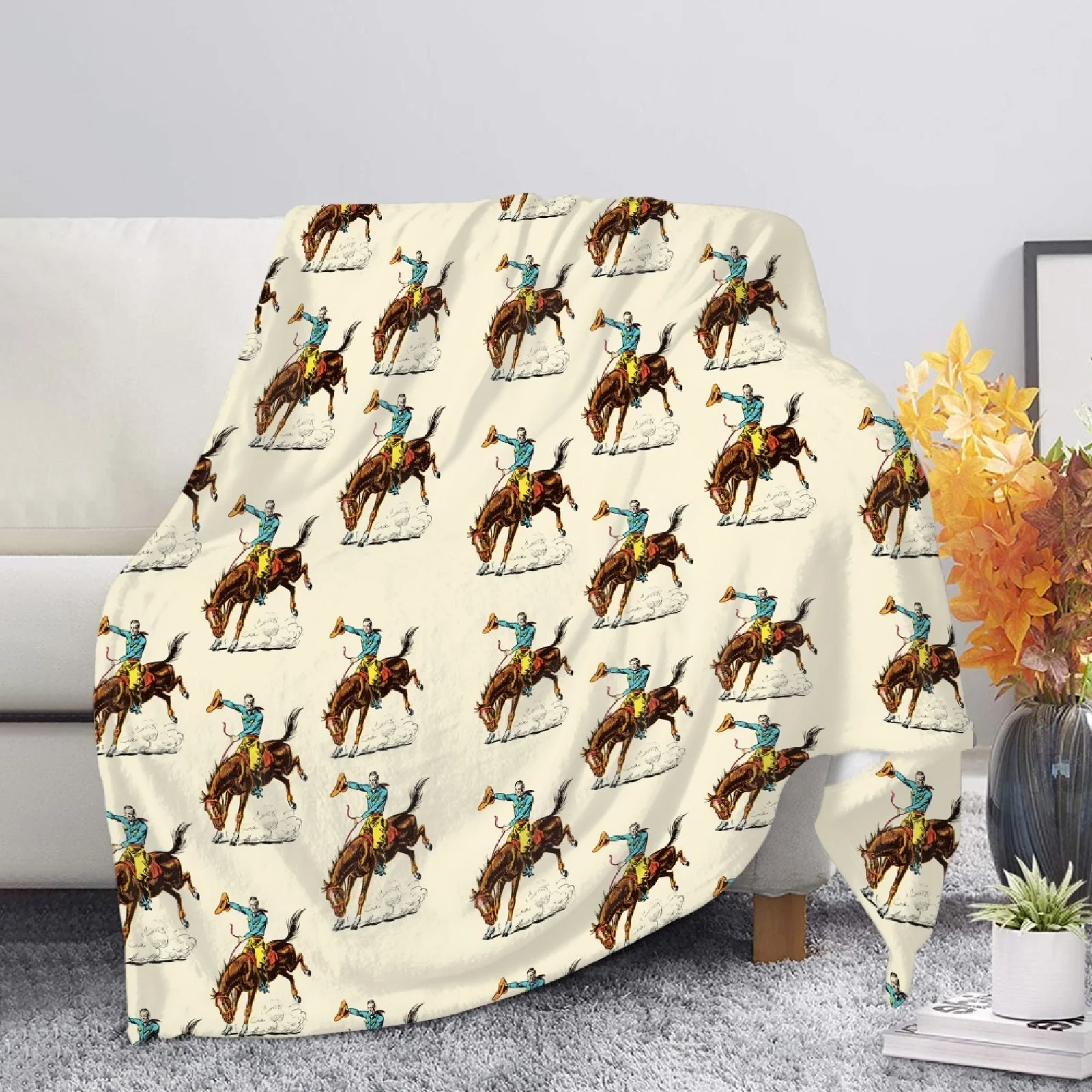 Customization Printed Flannel Blanket Super Soft Flannel Blanket with Western Pattern Aztec Checkerboard etc.
