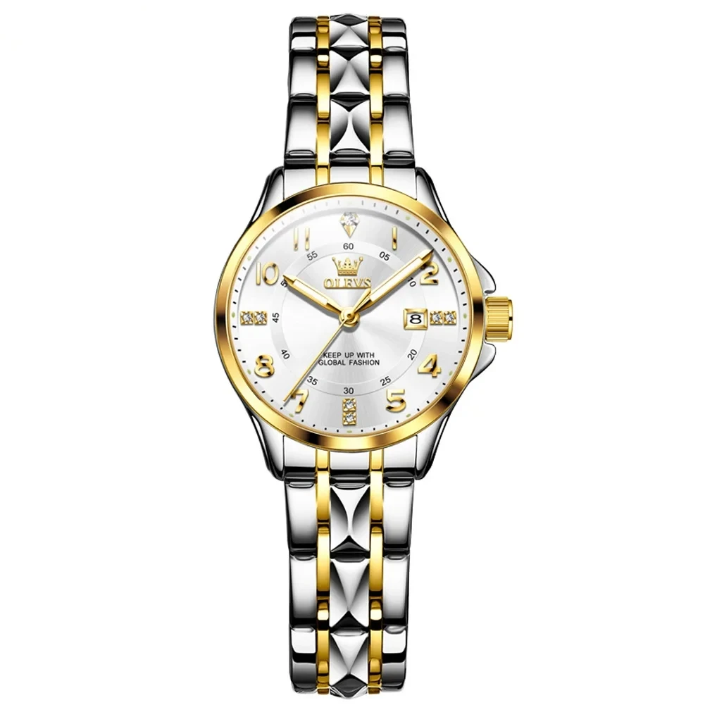 Cheap Price 2910 Quartz Watches for Women Stainless Steel Strap Female Wristwatches Luminous Hands Auto Date Business Watch