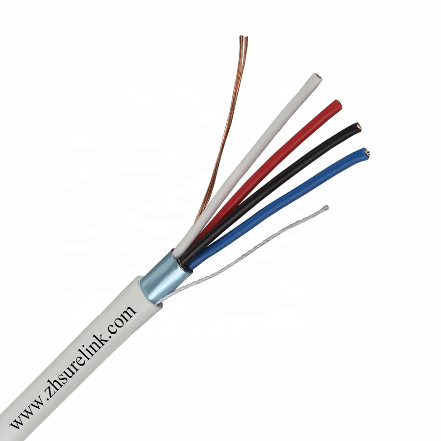 Manufacturer 22AWG 24AWG BC TC CCA unshielded or shielded 4 core multicore 100m Signal cable Security cable coiled Alarm Cable