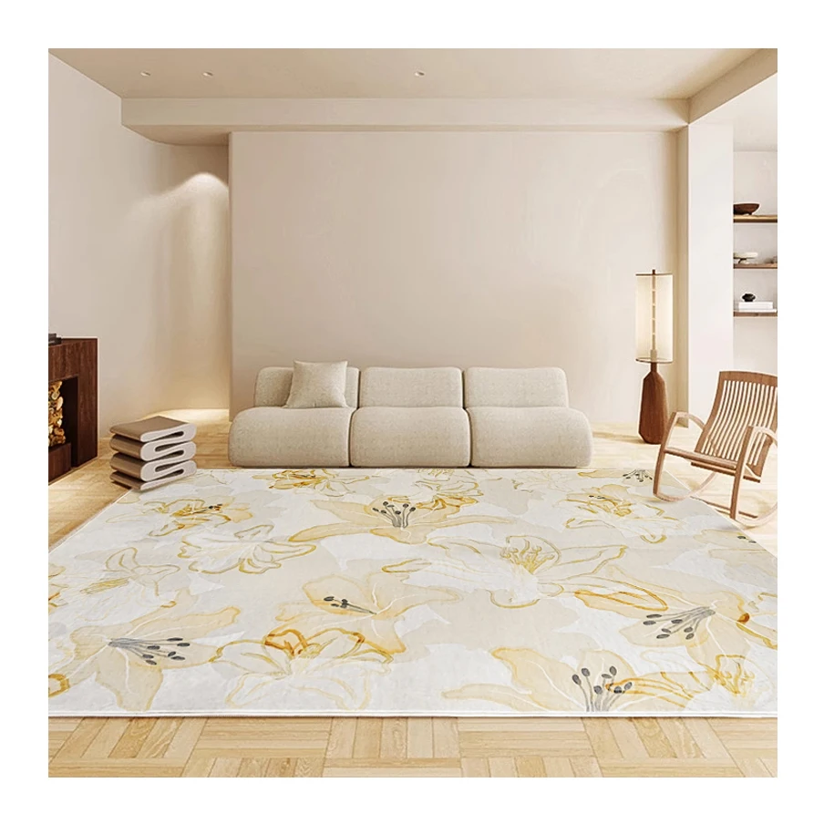 Luxurious Floral Printed Rug Vintage Flowers Indoor Floor Carpet for Living Room