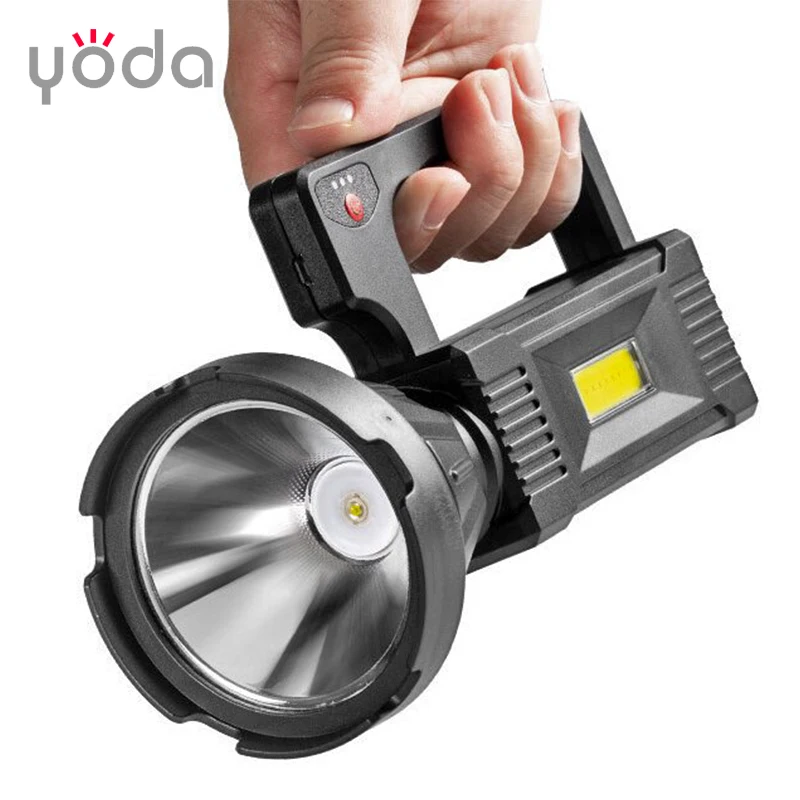 ABS PS 50 meters range USB rechargeable cheap plastic cob led searchlight