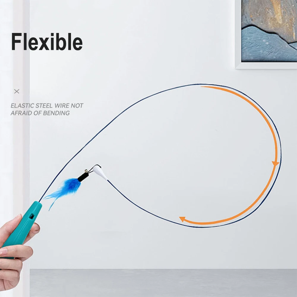 New Arrival Hoopet Interactive Fun Flexible Cat Laser Feather Teaser