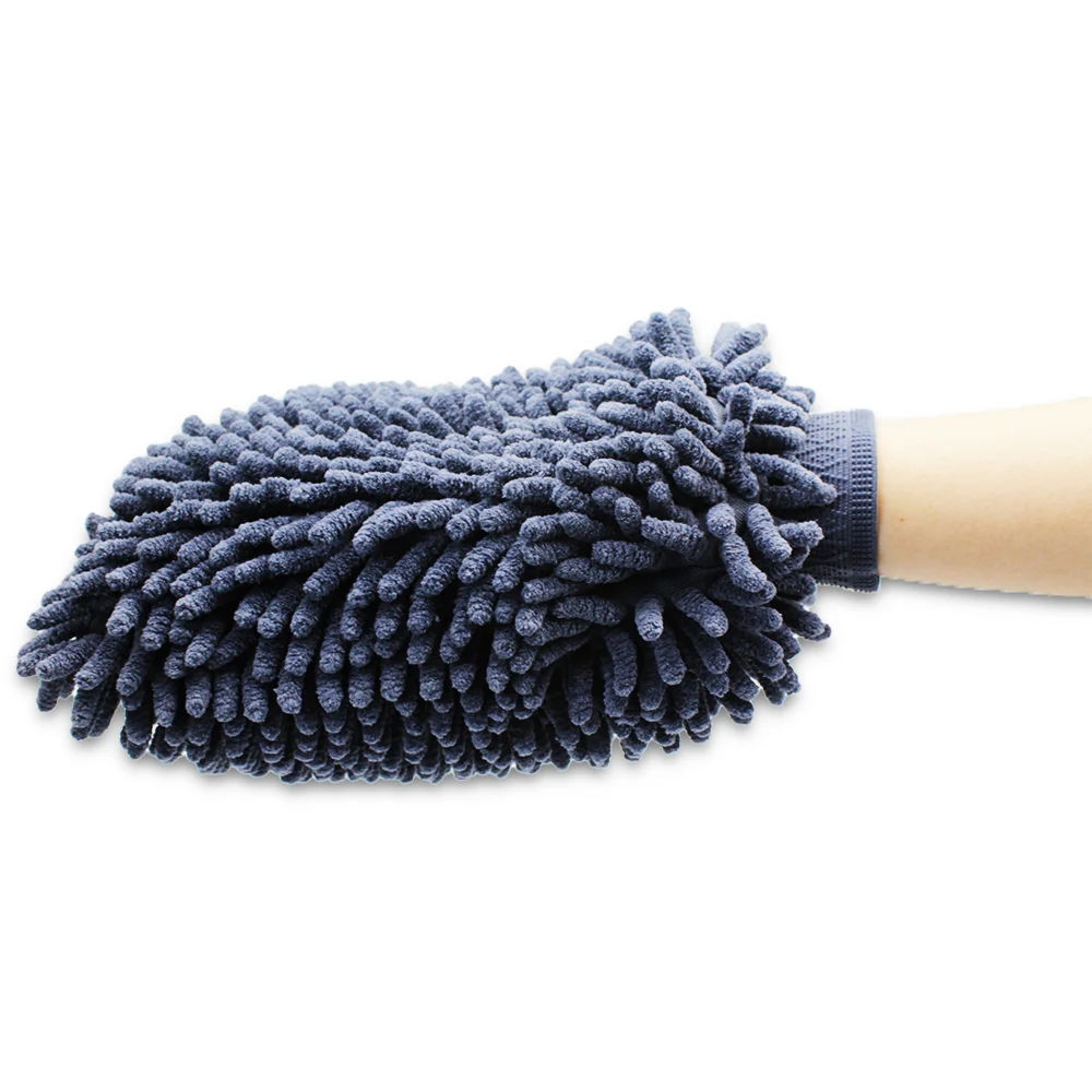 Custom Multifunctional Chenille Deterging Absorbent Car Wash Mitt Dusting Microfiber Cloth Cleaning Brush Towel with Sponge
