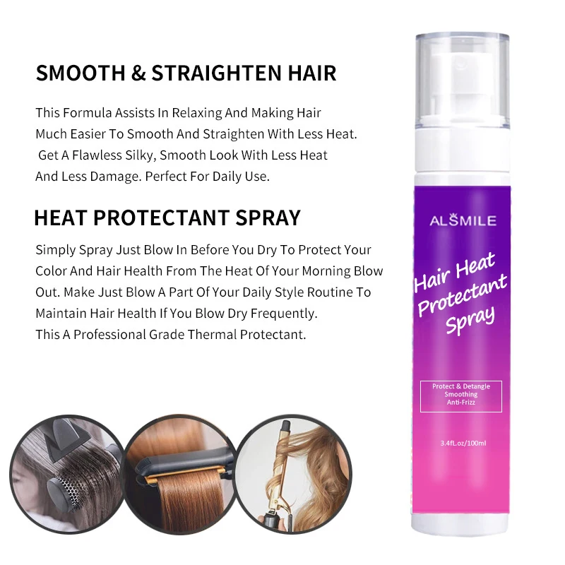 Частная торговая марка, теплозащитный спрей для защиты волос от тепла, шелковистый спрей для распутывания волос
