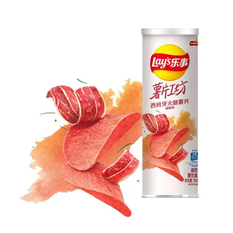 Wholesale lays 104g Potato Chips Canned Exotic Chips Chinese Snacks Classic Crispy Potato Chips