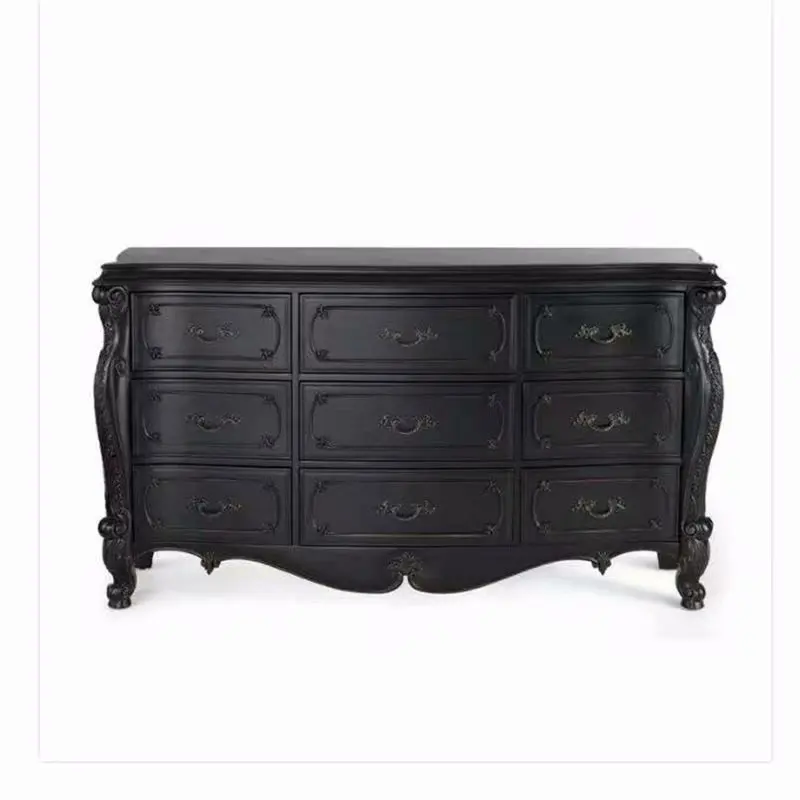 French fashion high-end solid wood carving antique drawer cabinet custom furniture
