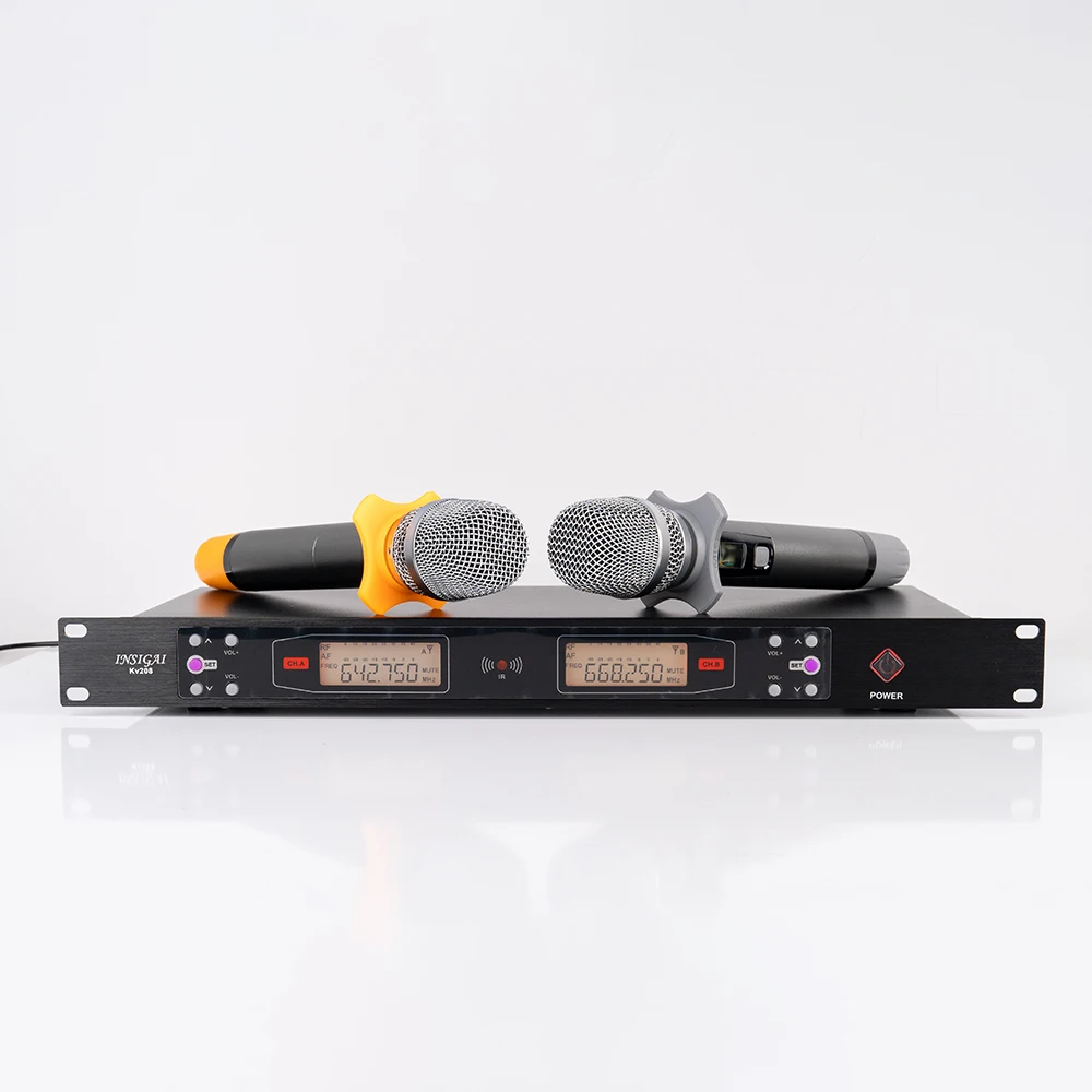 KV208 Professional wireless microphone system high power sound 2 channels wireless microphones