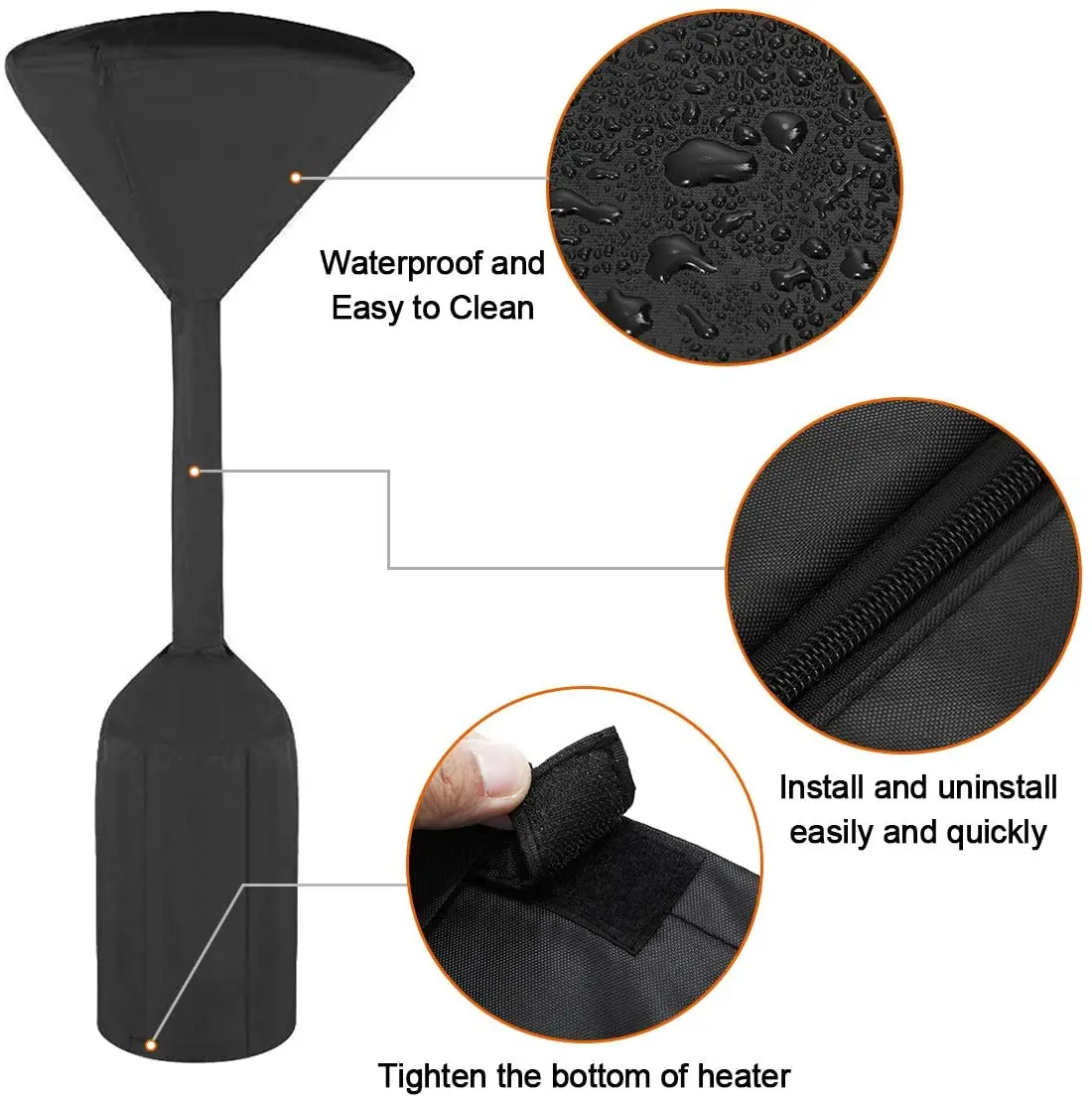 Outdoor Black With Uv Resistance Coating 420D Oxford Cloth Waterproof Patio Heater Cover Heater Cover