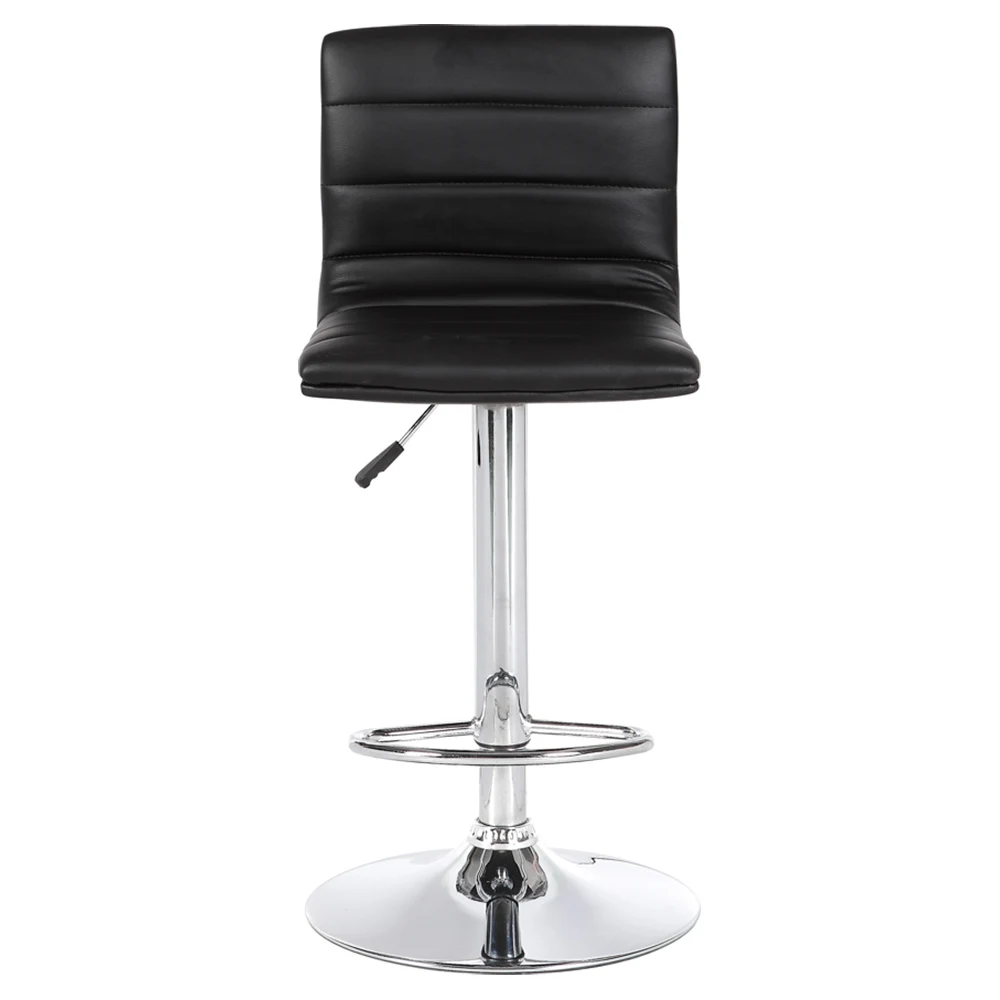Simple leather square stripe back kitchen high chairs counter bar stools industrial swivel bar chair with legrest