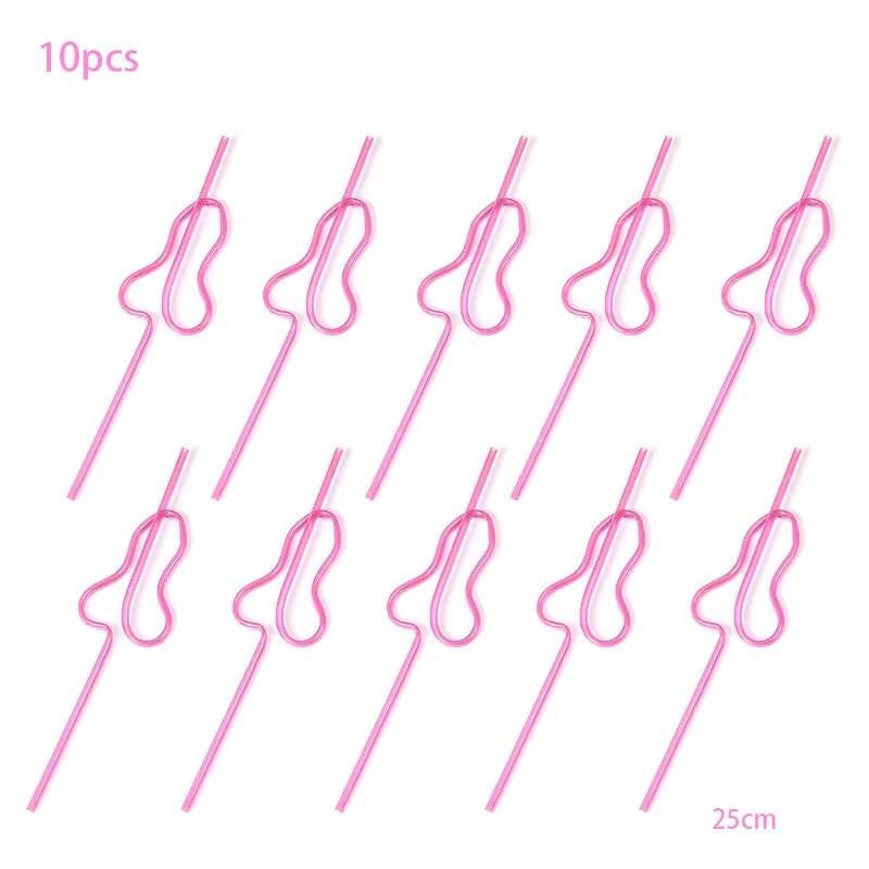 10pcs Love toy adult straw fun toy adult joke bar disco wedding party glowing penis straw in pink Willie straw
