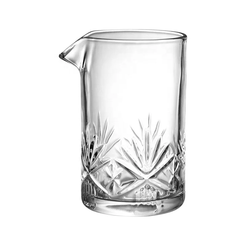 18oz 24oz Customizable Crystal Cocktail Whisky Mixing Glass cup with emboss curved barware