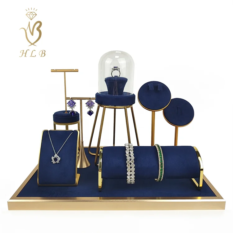 Factory custom jewelry display set luxury jewellery display stands sets for jewelry shop showcase
