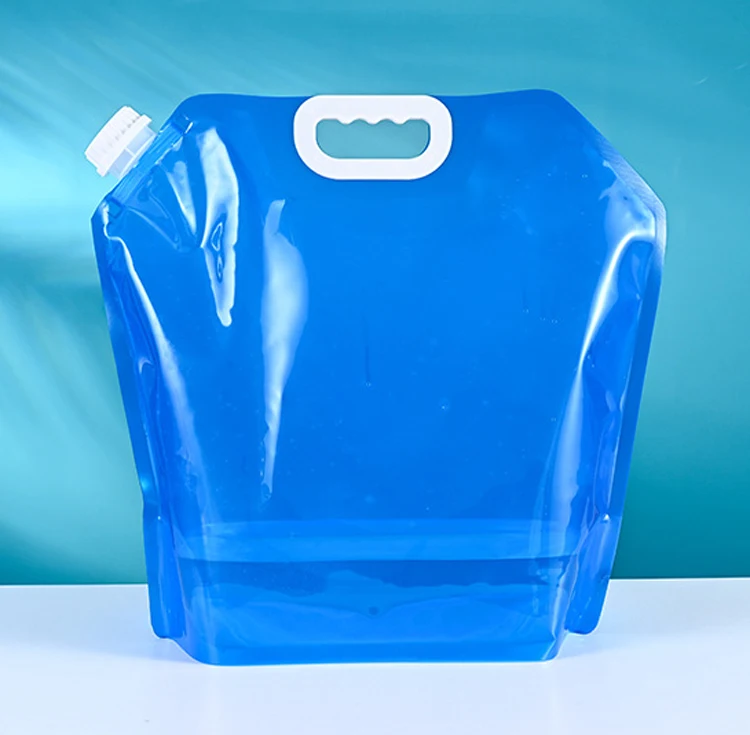 Custom Handle Blue Folding 5L 10 Litre Drinks Bolsa Beverage Freezable Water Plastic Liquid Storage Pouch Bag With Spout